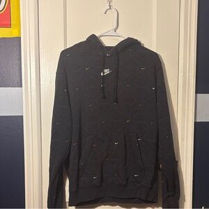 Nike Dark Hoodie with Colorful Logo Details